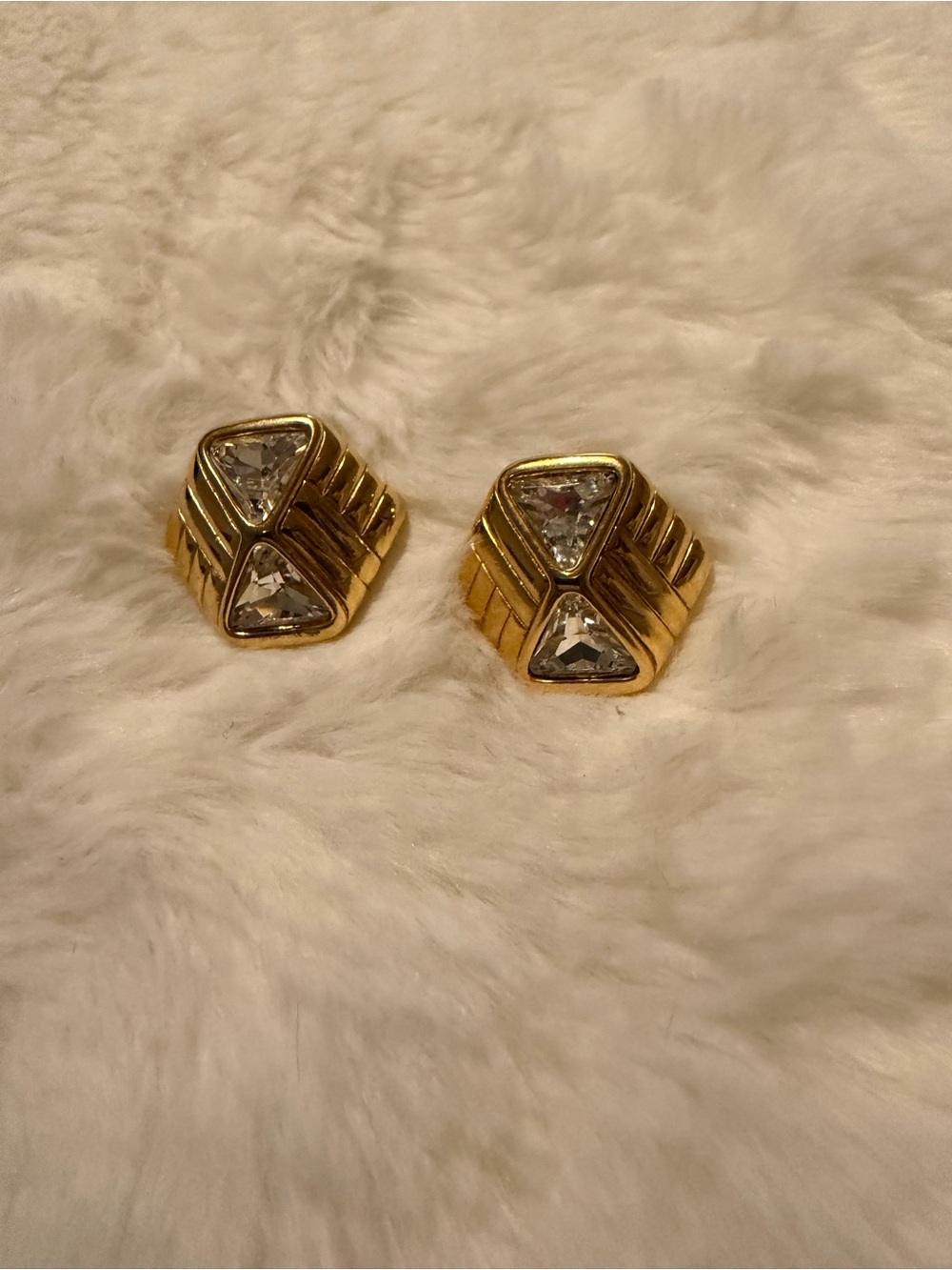 Swarovski Gold-Tone Triangular Crystal Earrings